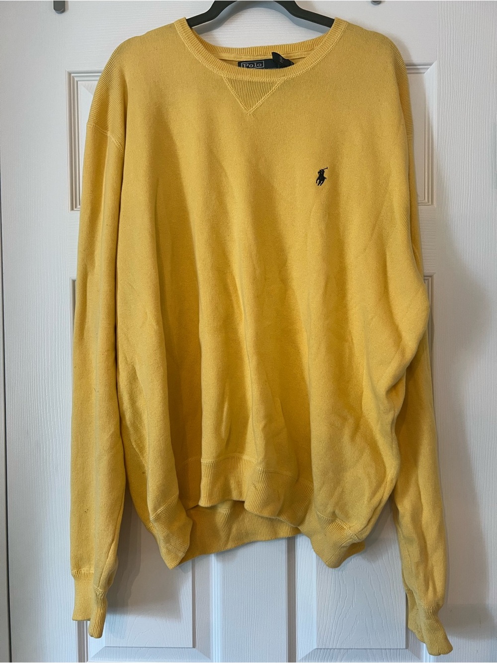 Ralph Lauren Yellow Crewneck Sweater with Navy Polo Pony
